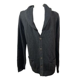 Matchstick Charcoal Black Shawl Collar Button Front Cardigan Sweater XXL Cotton